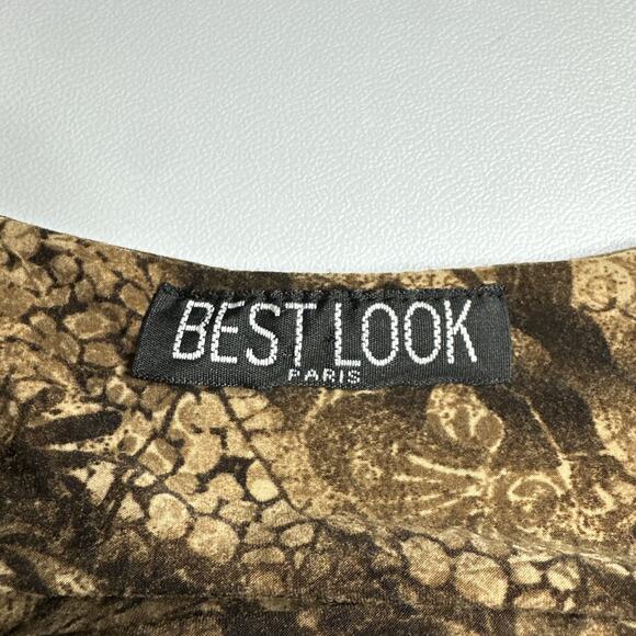 Vintage Best Look Paris Baroque Print Cami Top Brown Gold Boho Y2K Size Small - Picture 7 of 9